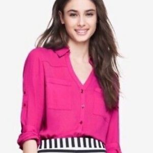 Pink Express Portofino long sleeve button down top